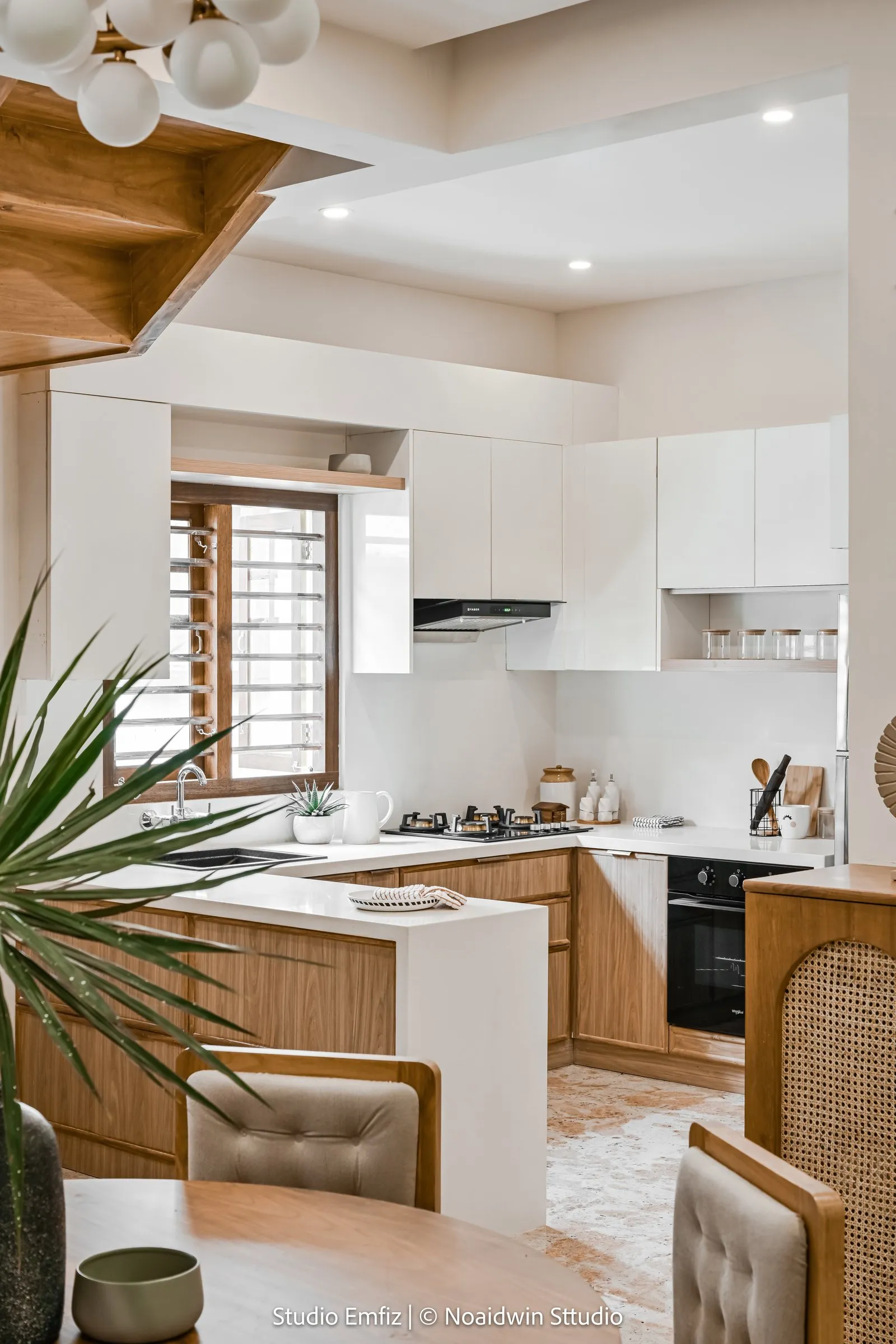 Open kitchen seen from the dining area